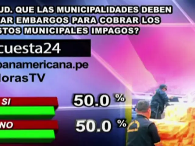 Encuesta 24: 50% cree que municipalidades deben realizar embargos para cobrar impuestos
