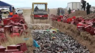 Juliaca: destruyen miles de botellas de cerveza incautadas