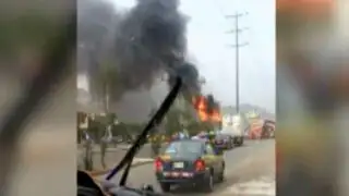San Luis: camión de carga se incendió a causa de artefacto pirotécnico