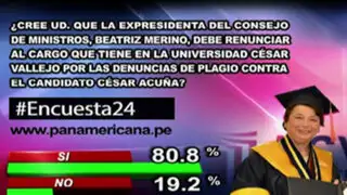 Encuesta 24: 80.8% cree que Beatriz Merino debe renunciar al cargo que tiene en la UCV