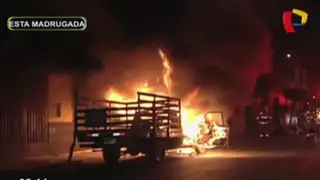 Surquillo: desconocidos incendian vehículo de carga