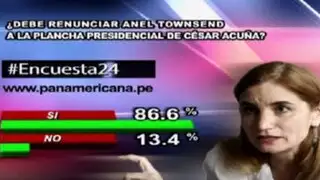 Encuesta 24: 86.6 % cree que Anel Townsend debe renunciar a la plancha residencial de Acuña