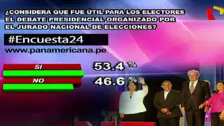 Encuesta 24: 53.4% cree que debate presidencial organizado por JNE fue útil para electores