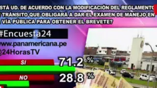 Encuesta 24: 71.2% de acuerdo con que exámenes de manejo se hagan en la calle