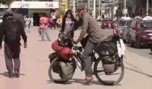Huancayo: Turista Suizo viaja en bicicleta por el mundo