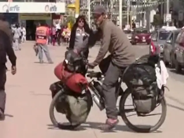 Huancayo: Turista Suizo viaja en bicicleta por el mundo