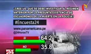 Encuesta 24: 64.2% a favor de que se investigue a anterior gobierno por escuadrón de la muerte