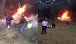 Texas: rescatan a hombre de un vehículo en llamas
