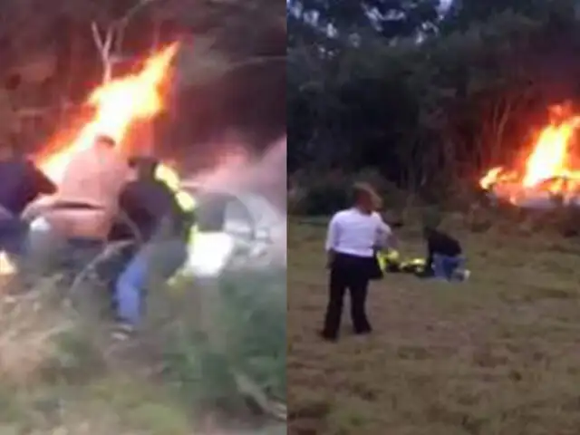 Texas: rescatan a hombre de un vehículo en llamas