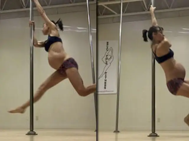 Sensual Pole Dance de embarazada con 8 meses