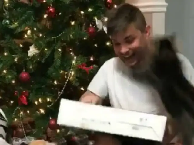 Facebook: Abría sus regalos de Navidad y fue atacado brutalmente por un gato [VIDEO]