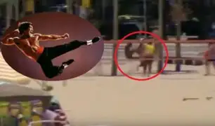 YouTube: bañista reduce a ladrón con una patada voladora al estilo de Bruce Lee