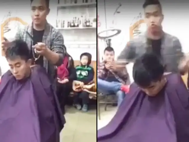 China: peluquero golpea a cliente que se quedó dormido