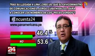 Encuesta 24: 53.6% no cree que Jorge Cuba dará nombres de "peces gordos"