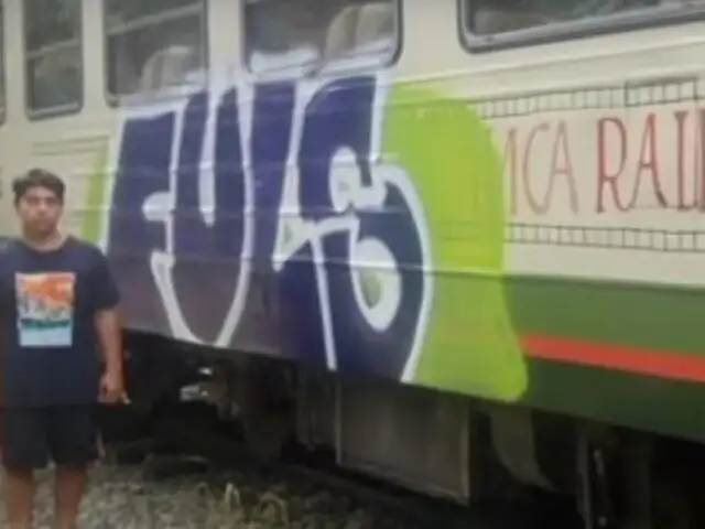 Cusco: turista chileno es detenido por realizar pintas en un vagón de tren