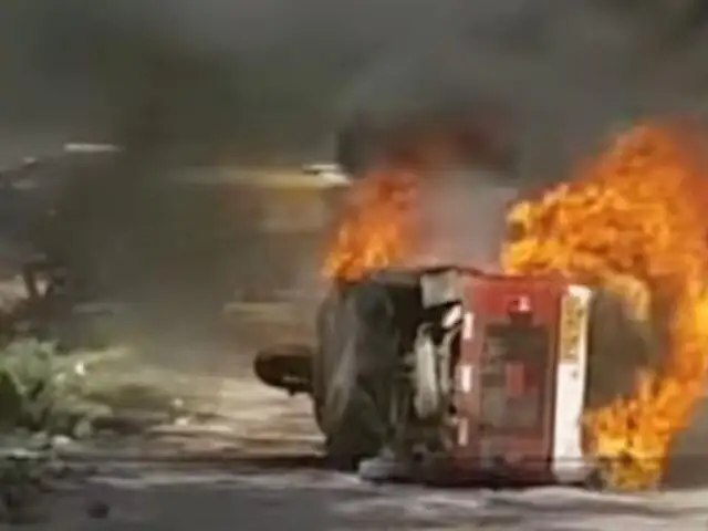 Cajamarca: pobladores capturan a 4 abigeos y queman su mototaxi