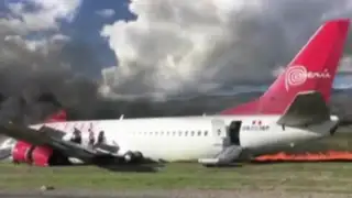 Jauja: registran primeros instantes al interior de avión que se incendió