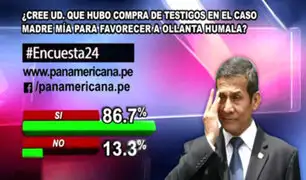 Encuesta 24: 86.7% cree que hubo compra de testigos en caso Madre Mía para favorecer a Ollanta Humala