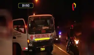 San Miguel: dos heridos tras choque de auto contra camión de gas