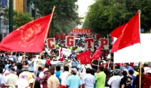 Centro de Lima: gran congestión vehicular por marcha de CGTP y otros gremios