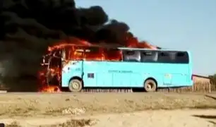 Piura: bus se incendia en carretera de Tambogrande