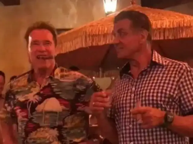 Arnold Schwarzenegger celebró sus 70 años junto a Sylvester Stallone