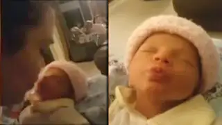 Tierna reacción: bebé recién nacido pide besos a su mamá