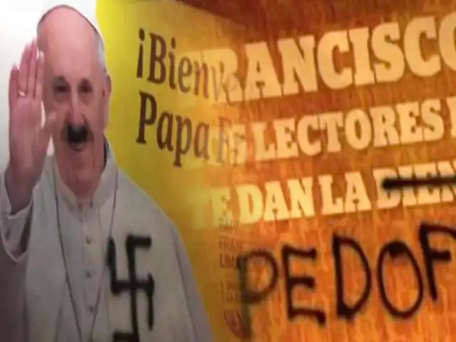 Jesús María: aparecen pintas contra el Papa Francisco en paneles que celebran su llegada