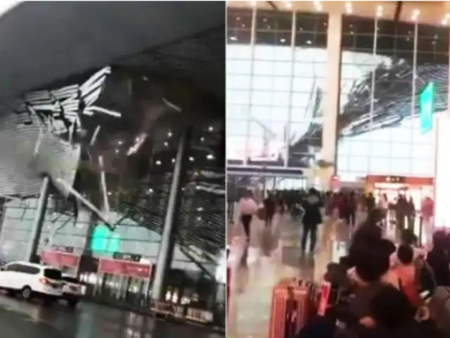 Cae techo de aeropuerto en China tras intenso viento