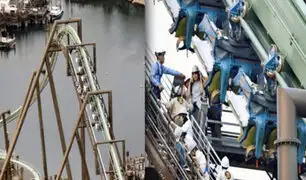 Japón: montaña rusa quedó suspendida con personas a 30 metros de altura