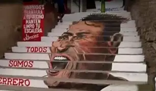 Paolo Guerrero: pintan su rostro en escaleras de El Agustino