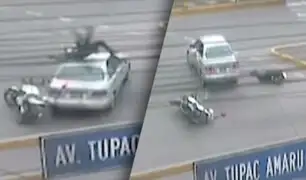 Policía motorizada es impactada por vehículo que invadió carril de Metropolitano