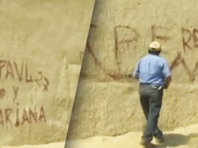 Trujillo: realizan pintas en muro del complejo arqueológico de Chan Chan