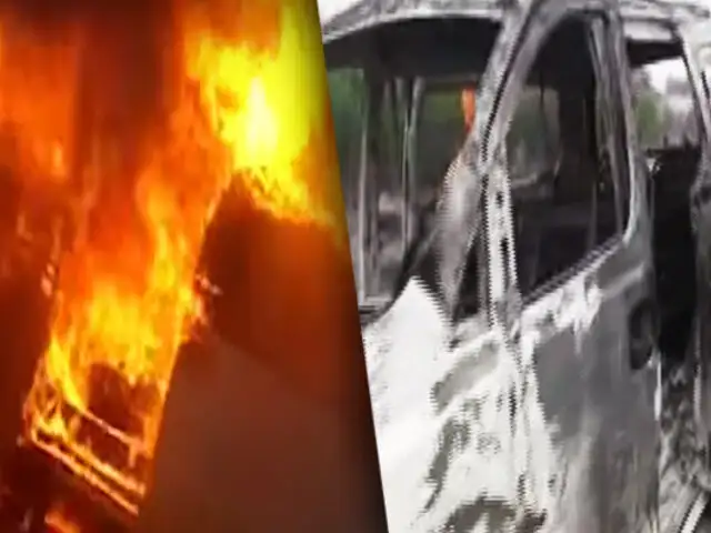 Trujillo: combi se incendia en la carretera a Pacasmayo