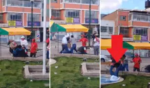 Peruano que golpea a otro compatriota terminó de cabeza dentro de una pileta