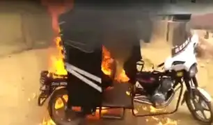 Tumbes: delincuentes roban vivienda y vecinos prenden fuego a mototaxi donde huían