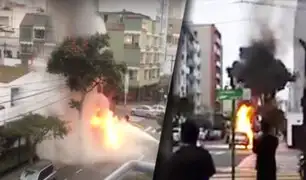 Miraflores: auto se incendia a pocos metros de la Embajada de Canadá