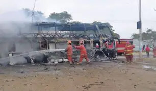 Piura: al menos 30 personas salvan de morir en incendio de bus interprovincial