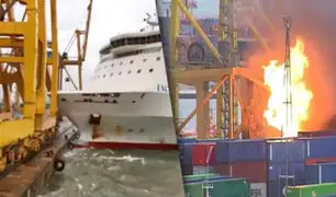 España: barco de carga choca contra un muelle y causa incendio en Barcelona