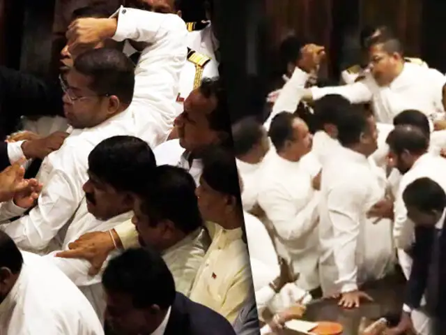 Se registró pelea entre diputados en Parlamento de Sri Lanka