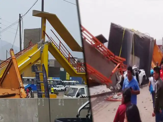Los Olivos: camión derriba puente peatonal en la Panamericana Norte