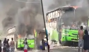 Piura: bus de transporte privado se incendia en vía pública