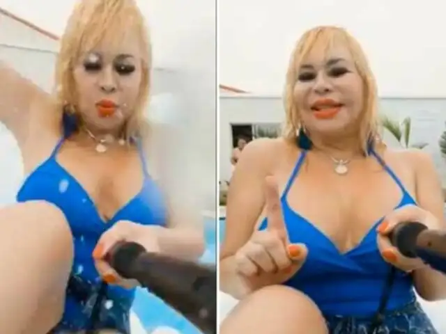 Susy Díaz cae a piscina mientras graba un video para sus seguidores