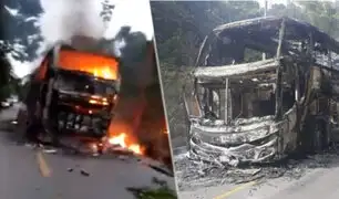 Bus interprovincial se incendió en la carretera Interoceánica cerca a Puerto Maldonado