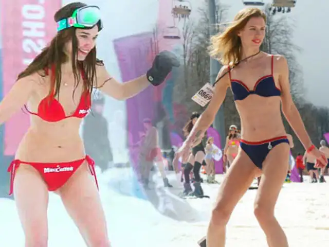 Rusia: miles de chicas esquían en bikini en la helada Sochi