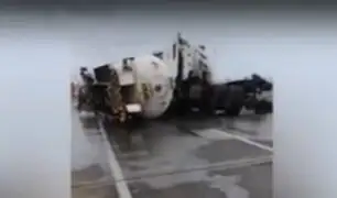 Chincha: camión cisterna se despista en la Panamericana