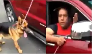 Hombre es captado arrastrando a su perro desde camioneta en movimiento
