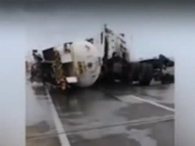 Chincha: camión cisterna se despista en la Panamericana