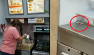 Captan un ratón cayendo a freidora en fast food