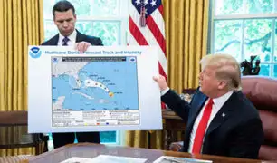 Donald Trump presenta mapa errado de trayectoria de huracán Dorian